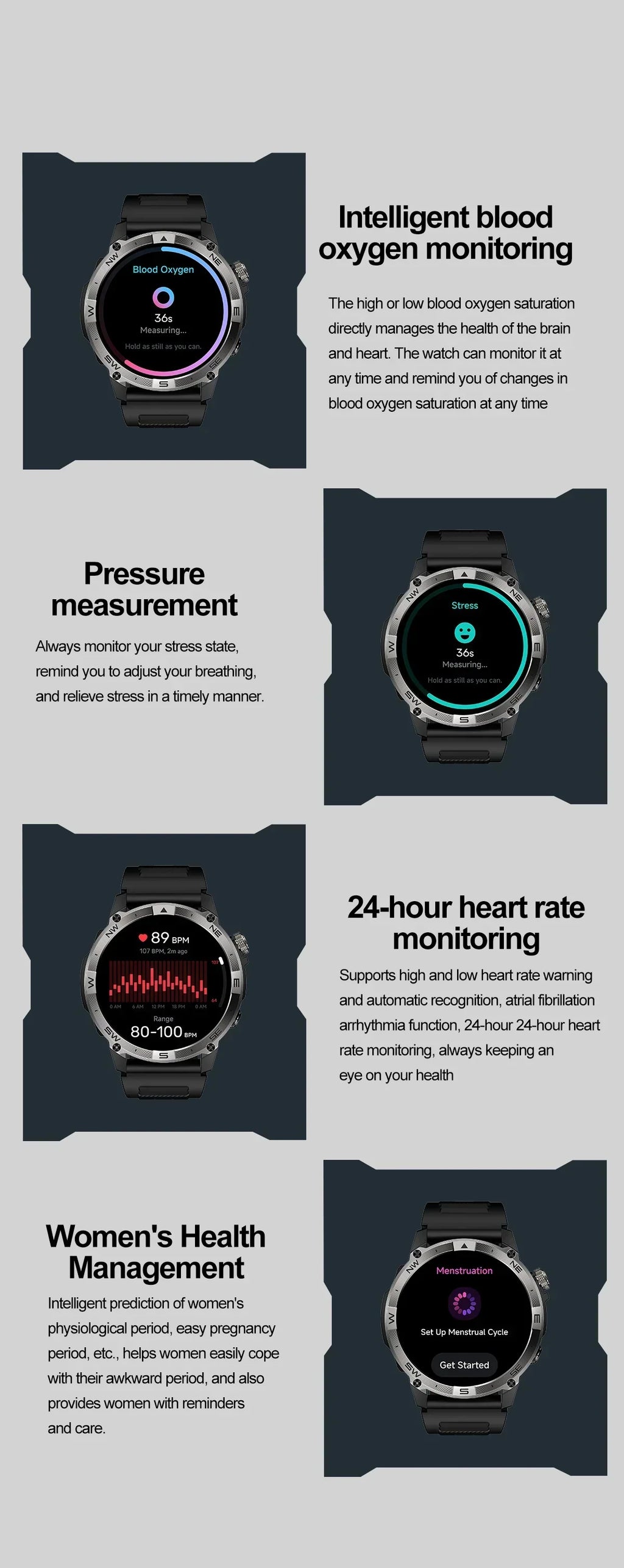 AMOLED Smart Watch - North Edge - GPS Smartwatch